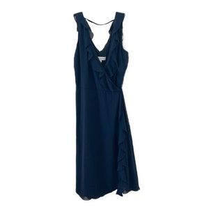 Emma & Michele Navy Ruffle Wrap Around Dress